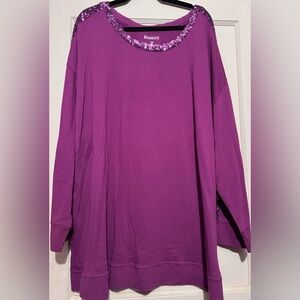 Roamans NWOT 4X purple top sequence sleeve